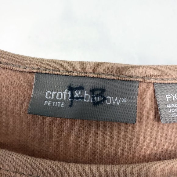 Croft & Barrow Women's Nude Embroidered Scoop Neck Long Sleeve Shirt Top Blouse - Picture 13 of 13